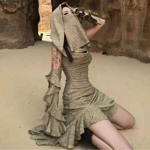 Burning man maxi dress with hood, cowl and sleeves. NWT